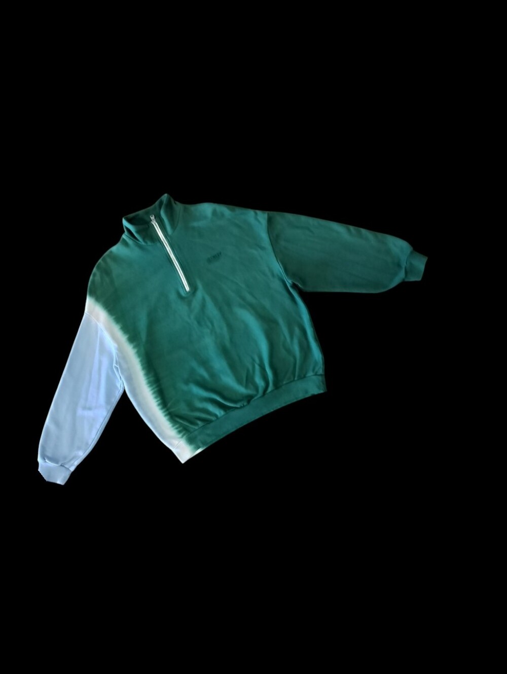 Levi's Green Quarter-Zip Pullover Sweatshirt w/ White Dip-Dye Sleeve – Casual
